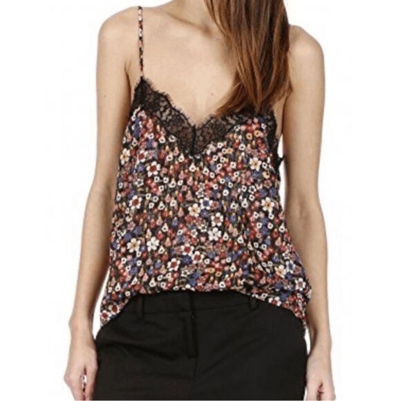 The Kooples Camisole Top Womens Small Ditsy Floral Spaghetti Strap Lace #K - Picture 1 of 11